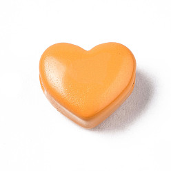 Orange Foncé Perles de laiton peintes à la bombe, cœur, orange foncé, 9x10.5x6mm, Trou: 2mm