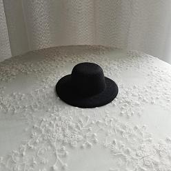Noir Base de chapeau de mini poupée en tissu, avec corde de polyester, Pour la fabrication de poupées à faire soi-même, accessoires de décoration, noir, 100x30mm