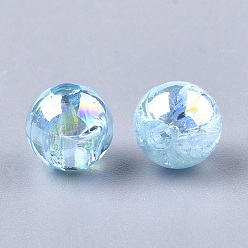Bleu Ciel Perles en plastique transparentes, de couleur plaquée ab , ronde, bleu ciel, 6mm, trou: 1.6 mm, 4500 pcs / 500 g