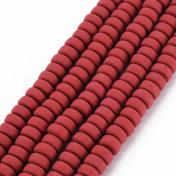FireBrick Handmade Polymer Clay Beads Strands, for DIY Jewelry Crafts Supplies, Flat Round, FireBrick, 6~7x3mm, Hole: 1.5mm, about 113~116pcs/strand, 15.55 inch~16.14 inch(39.5~41cm)