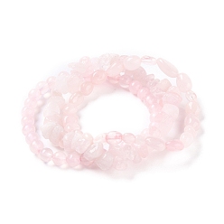 Rose Quartz Natural Rose Quartz Stretch Bracelets, Stackable Bracelets, Round & Chips Shapes, 1/4~1/2 inch(0.6~1.3cm), Inner Diameter: 2-1/8~2-1/4 inch(5.5~5.7cm), 3pcs/set
