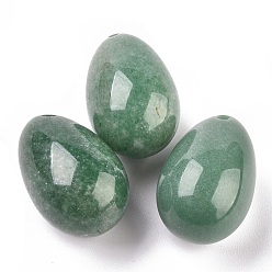 Зеленый Авантюрин Естественный зеленый авантюрин подвески, пасхальное яйцо камень, 31x20x20 мм, отверстие : 2 мм
