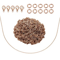Or Rose Bricolage 304 kits de fabrication de collier de chaînes de câble en acier inoxydable, y compris les chaînes 2m, fermoirs à pince de homard et anneaux de saut, or rose, 2x1.8x0.3 mm. 2 m