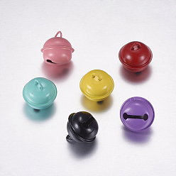 Mixed Color Iron Bell Pendants, Round, Mixed Color, 24x22mm, Hole: 3.5x5mm
