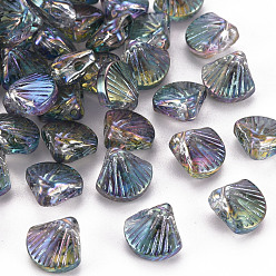 Gris Pizarra Electroplate colgantes de cristal transparente, shell forma, gris pizarra, 10x10.5x5.5 mm, agujero: 1 mm