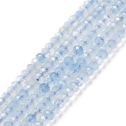 Aigue-marine Aigue-marine naturelle brins de perles, facette, rondelle, 3x2mm, Trou: 0.5mm, Environ 175 pcs/chapelet, 15.16 pouce (38.5 cm)