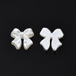 Creamy White ABS Plastic Imitation Pearl Cabochons, Bowknot, Creamy White, 11x11x4mm