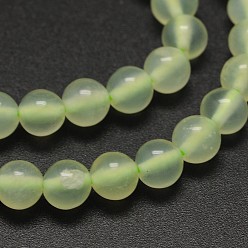 New Jade Natural New Jade Round Beads Strands, 8mm, Hole: 1mm, about 48pcs/strands, 15.5 inch