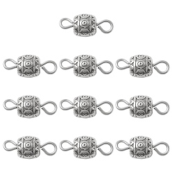 Antique Silver & Stainless Steel Color Tibetan Style Alloy Connector Charms, Barrel Links with 304 Stainless Steel Double Loops, Antique Silver & Stainless Steel Color, 13.5x5.5mm, Hole: 2mm