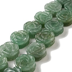 Green Aventurine Natural Green Aventurine Beads Strands, Rose, 14x6~8mm, Hole: 1.2mm, about 28~29pcs/strand, 15.16''(38.5~41.5cm)