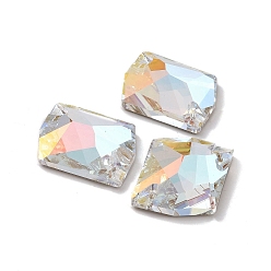 Light Crystal AB Forma de rombo irregular coser en diamantes de imitación, k 5 strass de cristal, enlace de agujero 2, espalda plana plateada, decoración artesanal de costura, luz cristal ab, 22x26x6.5 mm, agujero: 1 mm