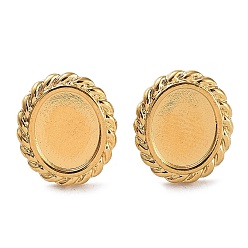 Real 18K Gold Plated Ion Plating(IP) Rack Plating 304 Stainless Steel Stud Earring Findings, Earring Settings, Oval, Real 18K Gold Plated, 15x13mm, Pin: 0.7mm, Tray: 10x8mm