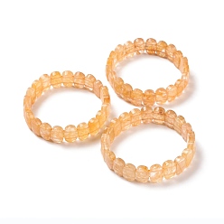 Citrino Pulsera elástica con cuentas ovaladas de citrino natural, joyas de piedras preciosas para mujeres, diámetro interior: 2-1/8 pulgada (5.4~5.5 cm)