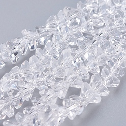Clear Transparent Glass Beads Strands, Faceted, Triangle, Clear, 3x4x3mm, Hole: 1mm, about 149pcs/strand, 13.3 inch(34cm)