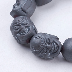 Non-magnetic Hematite Non-magnetic Synthetic Hematite Beads Strands, Frosted, Arhat Head, 21.5x16.5x15mm, Hole: 1.5mm, about 9pcs/strand, 7.5 inch(19cm)