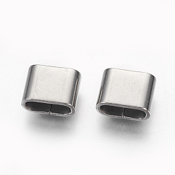 Stainless Steel Color 201 Stainless Steel Slide Charms, Oval, Stainless Steel Color, 9x12x6mm, Hole: 4x9.5mm
