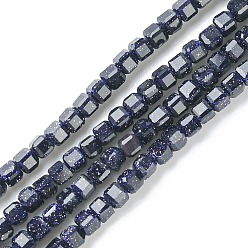Синий Драгоценный Камень Синтетический синий авантюрин бисер нитей, граненые, кубические, 2~2.5x2~2.5x2~2.5 мм, отверстие : 0.6 мм, около 178 шт / нитка, 15.04 дюйм (38.2 см)
