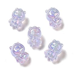 Lilac UV Plating Rainbow Iridescent Acrylic Beads, Girl with Cat Clothes, Lilac, 22x15.5x15mm, Hole: 3.5mm