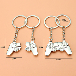 Platinum Alloy Couples Keychain, Game Controller, Platinum, 3.1x2cm