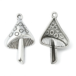 Antique Silver Tibetan Style Alloy Pendants, Lead Free and Cadmium Free, Antique Silver, Mushroom, about 30mm long, 17.5mm wide, 5.5mm thick, hole: 1.5mm