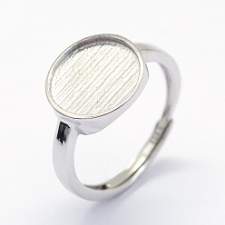 Платина Родиевое покрытие 925 компоненты кольца на палец из стерлингового серебра, плоско-круглые, Размер 7, платина, лоток : 10 мм, 17 мм
