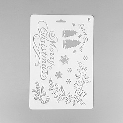 Blanc Gabarit de dessin en plastique de noël créatif, Compagnie de règles creuses, pour scrapbooking diy, blanc, 25.9x17.2 cm