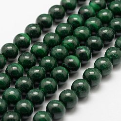Malachite Malachite naturelles brins de perles, ronde, 8mm, Trou: 1mm, Environ 50 pcs/chapelet, 15.5 pouce (39.5 cm)