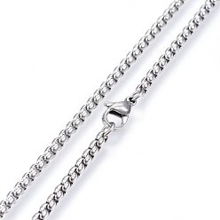 Stainless Steel Color 304 Stainless Steel Rolo Chain Necklaces, with Lobster Claw Clasps, Stainless Steel Color, 31.5 inch(80cm)