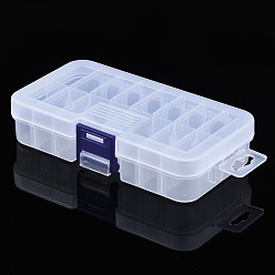 Прозрачный Прямоугольный контейнер для хранения шариков из полипропилена (pp), с откидной крышкой, для бижутерии мелкие аксессуары, прозрачные, 13.3x7.3x2.9 см