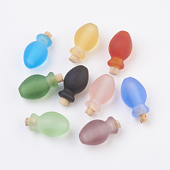 Mixed Color Handmade Lampwork Perfume Bottle Pendants, Essential Oil Bottle, Frosted, Mixed Color, 29~30mm, Hole: 5~5.5mm, Bottle Capacity: 0.5~1ml(0.017~0.03 fl. oz)