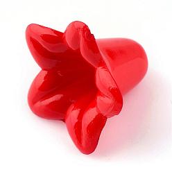 Red Opaque Acrylic Beads, Trumpet Flower Beads, Flower, Red, 17x17x12mm, Hole: 1.5mm, about 775pcs/500g