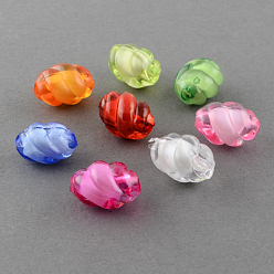 Mixed Color Transparent Acrylic Beads, Bead in Bead, Twist Oval, Mixed Color, 16x11mm, Hole: 2mm, about 570pcs/500g