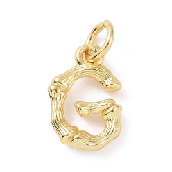 Letter G Brass Pendants, with Jump Ring, Golden, Letter Charm, Letter G, 12x8x2mm, Hole: 3mm
