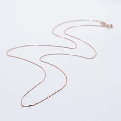 Rose Gold 925 Sterling Silver Box Chain Necklaces, with Spring Ring Clasps, with 925 Stamp, Rose Gold, 18 inch(45cm), 0.65mm