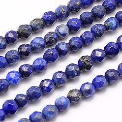 Lapis Lazuli Natural Lapis Lazuli Beads Strands, Faceted, Round, 4mm, Hole: 0.7mm, about 90pcs/strand, 15.35 inch