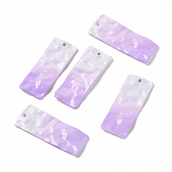 Lilac Gradient Spray Painted Alloy Pendants, Rectangle, Lilac, 43x15.5x2mm, Hole: 1.8mm