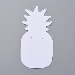 Blanc Cartes d'affichage de boucles d'oreilles en carton, ananas, blanc, 64x32x0.3mm, Trou: 1.2mm