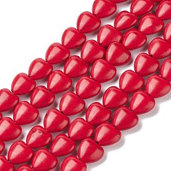 Red Heart Synthetic Turquoise Beads Strands, Dyed, Red, 12x12x5mm, Hole: 1mm, about 36pcs/strand, 15.7 inch