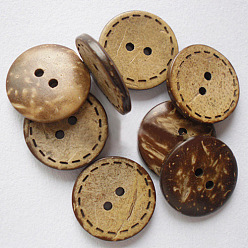 Bois Solide Rondes 2 boutons trous, bouton de noix de coco, burlywood, environ 20 mm de diamètre