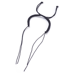 Black Adjustable Nylon Cord Bracelet Making, Black, 9-1/4 inch(23.5cm), 1mm