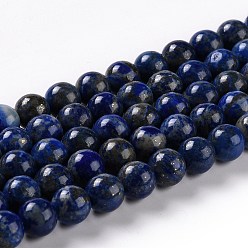 Lapislázuli Hilos de cuentas de lapislázuli natural, Grado A, rondo, 8 mm, agujero: 1 mm, sobre 46~48 unidades / cadena, 16 pulgada