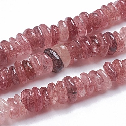 Strawberry Quartz Natural Strawberry Quartz Beads Strands, Chip, 11~17x9~11x2~4mm, Hole: 0.9mm, about 124pcs/strand, 15.75 inch(40cm)