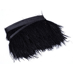 Black Fashion Ostrich Feather Cloth Strand Costume Accessories, Black, 80~100mm, about 10yards/bag
