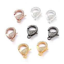 Mixed Color Alloy Rhinestone Lobster Claw Clasps, Mixed Color, 31x22x7mm, Hole: 3mm