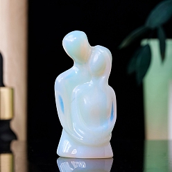 Opalite Opalite Carved Hug Couple Figurines, for Home Office Desktop Feng Shui Ornament, 50x25mm