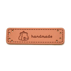 Bag Etiquetas rectangulares de cuero pu, etiqueta en relieve hecha a mano, con agujeros, para jeans de bricolaje, , , accesorios de sombrero, bolsa, 15x50 mm