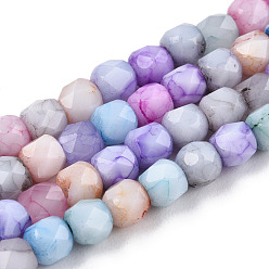 Colorido Hebras opacas de perlas de vidrio pintadas para hornear, piedras de imitación, facetados, columna, colorido, 4x4 mm, agujero: 1 mm, sobre 94~96 unidades / cadena, 14.57 pulgada ~ 14.72 pulgada (37~37.4 cm)