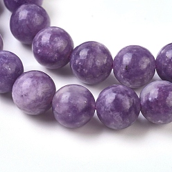 Lepidolita Lepidolita natural / hebras de perlas de piedra de mica púrpura, rondo, 8 mm, agujero: 1 mm, sobre 50 unidades / cadena, 15.75 pulgada (40 cm)