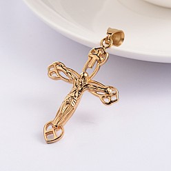 Golden Crucifix Cross 304 Stainless Steel Pendants, For Easter, Golden, 45x29x5mm, Hole: 8.5mm