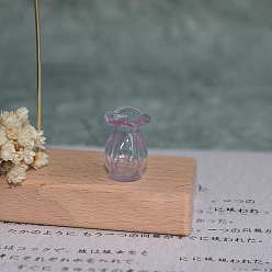 Orchidéeée Moyen Ornements miniatures de vase en verre à haute teneur en borosilicate, accessoires de maison de poupée de jardin paysager micro, faire semblant de décorations d'accessoires, avec bord ondulé, moyen orchidée, 15x20mm